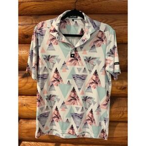 Bad Birdie Polo Shirt Mens Small Tropical Floral‎ Golf Performance Stretch